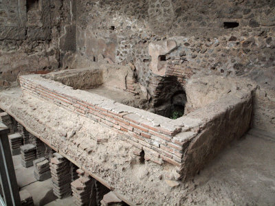 In the Tepidarium in the Stabian Thermal public bathhouse in Pompeii