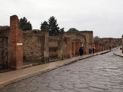 Remains of houses on a main street in Pompeii