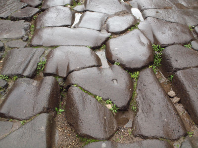 Ruts from carriage wheels on the streets of Pompeii