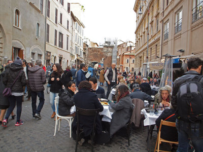 Lunch scene in the Jewish area of Rome