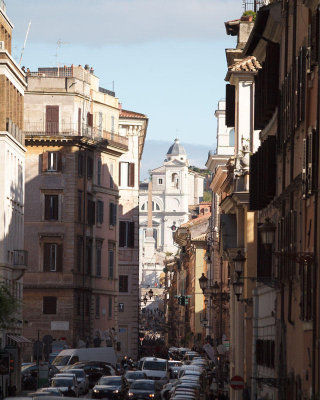 Street in Rome with Obelisk in the distance