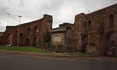 The walls of Ancient Rome as we depart the city
