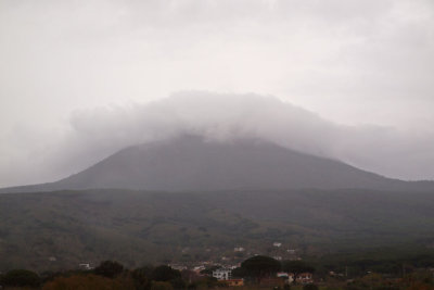 Mt. Vesuvius on a cloudy rainy morning from Naples