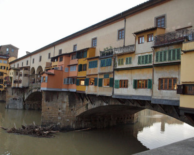 Fading paintwork on rooms on the Ponte Vecchio in Florence