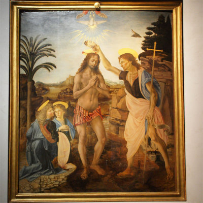 The Baptism of Christ, by Verrocchio, Uffizi