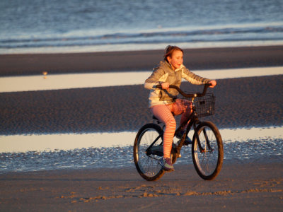 Biker in the setting sun
