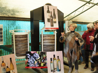 Sales pitch for the wine and olive oil