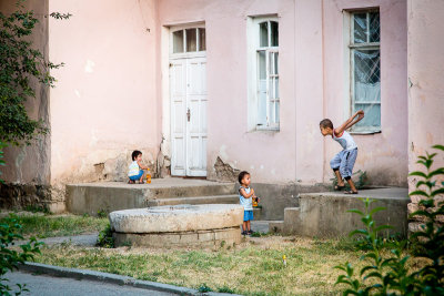 Boys playing outside - Tajikistan