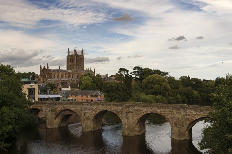 Hereford cathedral from the A49 bridge