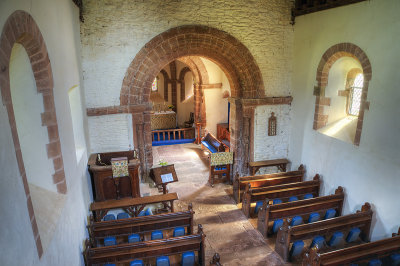 Kilpeck church interior from gallery