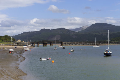 Barmouth harbour and railway viaduct