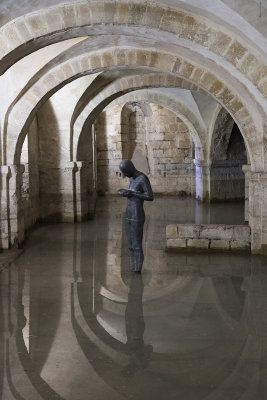 Gormley Statue in (Flooded) Crypt