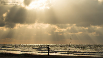 Fishing at sunset