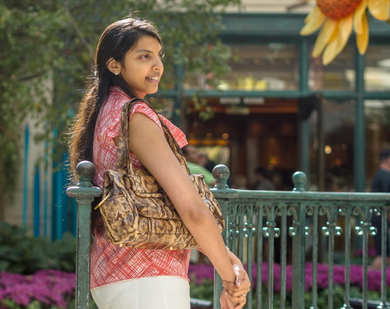 Visitor Posing in the Bellagio Solarium