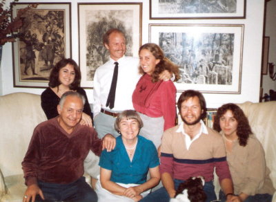 Ben and Gwenn with (clockwise) Sara, Tom, Miriam, Cam, Rebecca (late 1980s?)