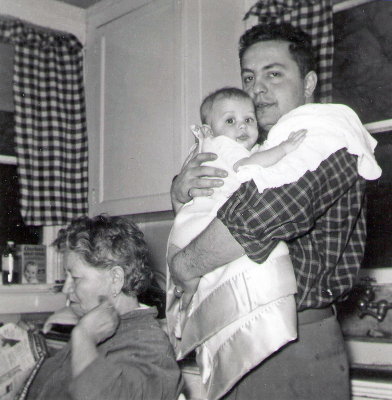 Ben Chaiken with his mother & baby Miriam in Des Moines home 1956