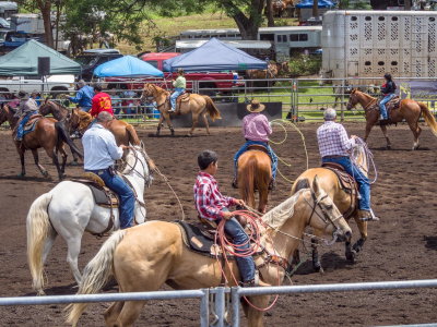Rodeo in Honoka'a -- parade of riders before event