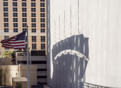 Shadow of monorail station