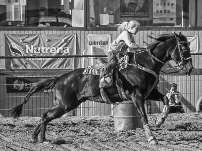 Gabriela Sanchez (background) photographing at a rodeo