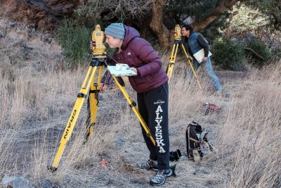 New Mexico State University archaeology mapping class surveying Dripping Springs Historical Structures