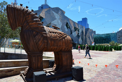 This Trojan horse has been left standing after the Anatolian Culture and Arts Festival at Federation Square