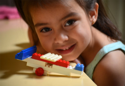 Mia loves to play Lego and made this aeroplane