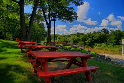 Picnic Tables in HDR<BR>August 15, 2013