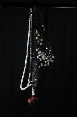 collana 2 fili perla e merletto