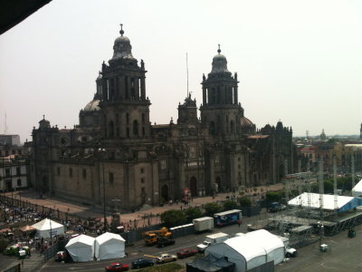 Mxico City's Main Square with Concert equipment and provisional services tents