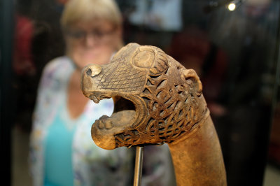 Animal head post from Oseberg find.