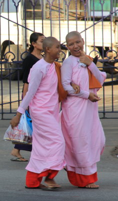 Happy nuns near Sule Paya