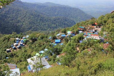 Village serving the pilgrim and tourist industry on the mountain