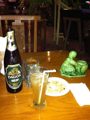 Restaurant Row in Nyaung U. Capirinha at Novel