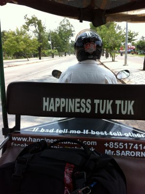 Transfer from Siem Reap Int. Airport with my excellent tuktuk driver, Sarorn