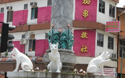 Kuching is supposed to mean cat in bahasa indonesia. No shortage of cat sculptures in this city