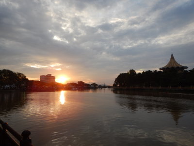 Sarawak River and the State Assembly at sunset