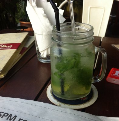 Generally most mojitos in Malaysia were quite bad.This was one of the exceptions and the best on this trip. Olive in UPS.