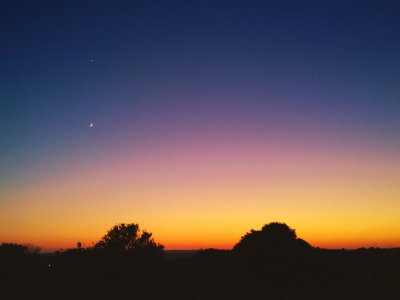 Moon, Neptun and Sunset
