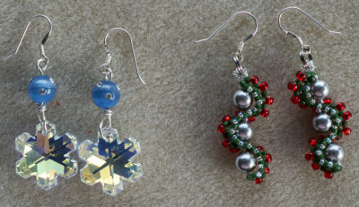 Crystal Snowflake Earrings - Swarovski &  Whirligig Earrings - Swarovski Pearls