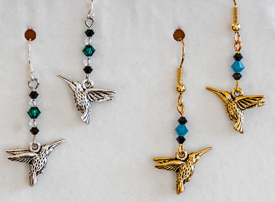 Crystals & Hummingbirds Earrings - Swarovski  (sold)
