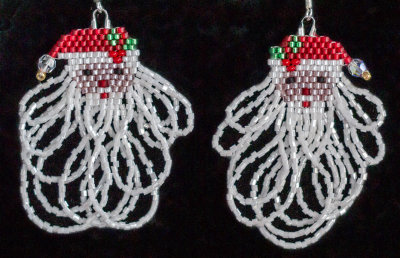 Santa - Fringe Beard Earrings -Sold