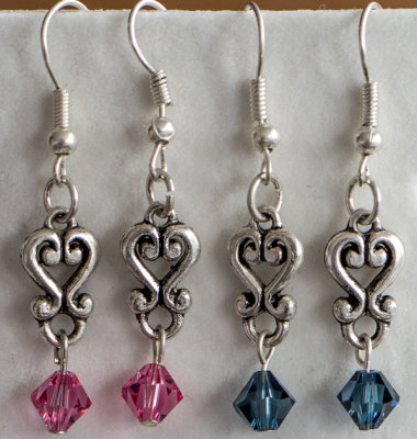 Crystal & Heart earrings - Swarovski 
