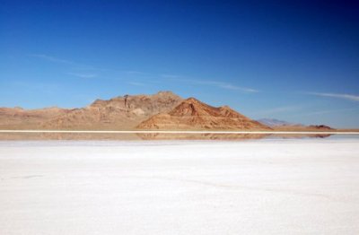 It took me 50 years to get to the Bonneville  Salt Flats, and this is what I saw. The salt was dry a mile away, though.
