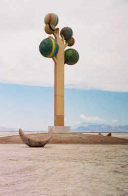 You see this on the way to the Salt Flats...Sculptor Carl Momen's The Tree . You can almost see the racing area from here. 