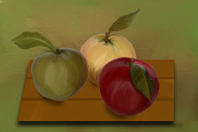 Apples on cutting board