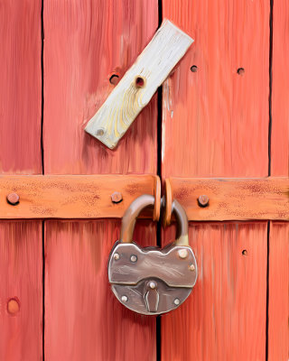 old lock-red door