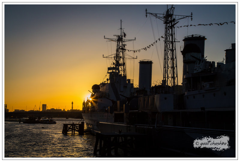 Sunset over HMS Belfast
