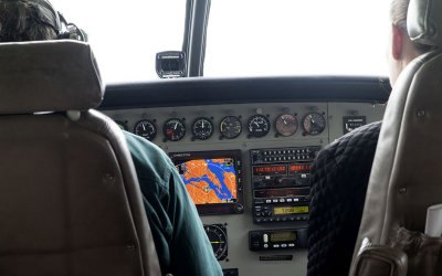 Cessna cockpit with GPS display