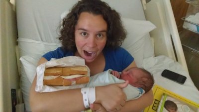 Not sure which is more exciting - the baby or breaking the 9-month drought of deli sandwiches