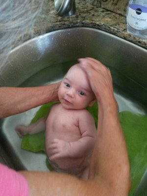 Jack goes swimming in the sink